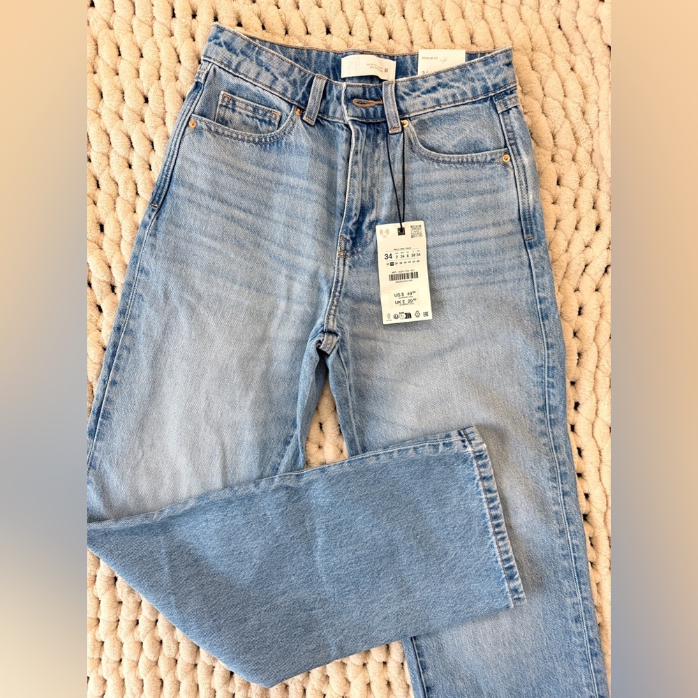 ZARA High-Waist Regular Fit Blue – Size 2 (EU 34) - Picture 5 of 13